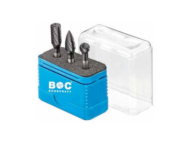 3-delni set karbidnih TiALN rotorezkarjev v plastični škatli Bohrcraft, Dimenzije: 1x10,0mm oblika B, 59011330003