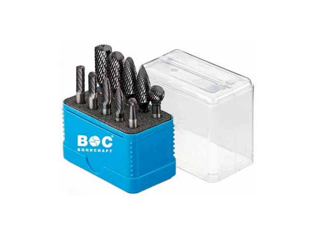 10-delni set karbidnih TiALN rotorezkarjev v plastični škatli Bohrcraft, Dimenzije: 1x6,0+12,0mm, 59011330011