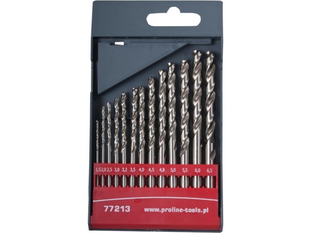 13-delni set HSS svedrov za kovino Proline, Dimenzije: 1.5, 2, 2.5, 3, 3.2, 3.5, 4, 4.5, 4.8, 5, 5.5, 6, 6.5mm, 77213