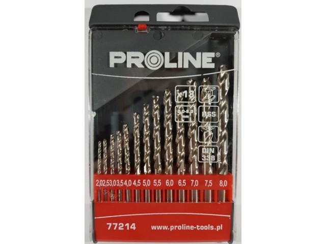 13-delni set HSS svedrov za kovino Proline, Dimenzije: 2, 2.5, 3, 3.5, 4, 4.5, 5, 5.5, 6, 6.5, 7, 7.5, 8mm, 77214