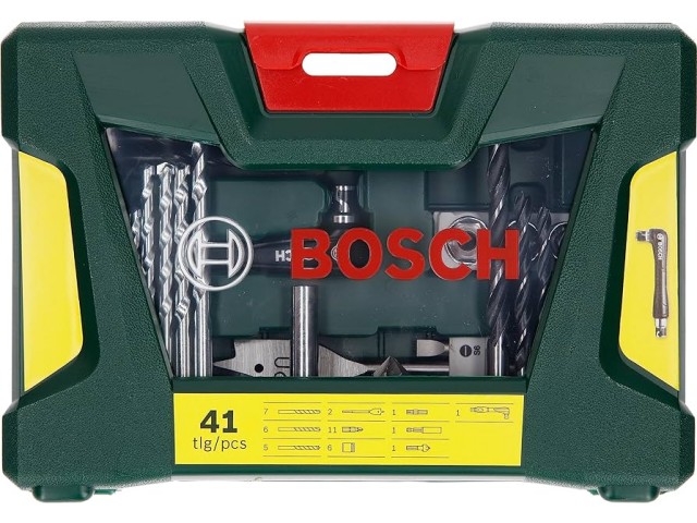 41-delni komplet TiN svedrov in vijačnih nastavkov Bosch V-Line s kotnim vijačnikom, 2607017316