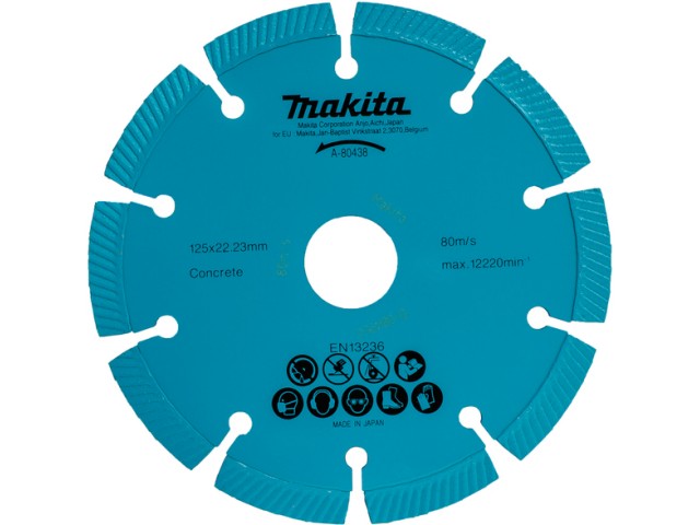 Segmentna diamantna plošča suho rezanje Makita, Dimenzije: 125x22,23mm, A-80438