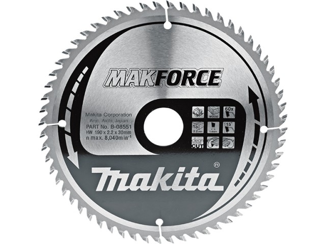 Žagin list Makita TCT MAKForce 190x30x2.2mm, Zob: 60, B-32390
