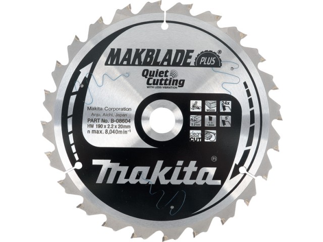 TCT MAKBlade Plus žagin list Makita, Dimenzije: 190x2,2x20mm, Zob: 24, B-08604