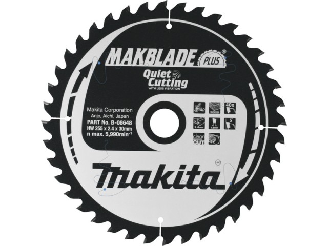 TCT MAKBlade Plus žagin list Makita, Dimenzije: 255x2,4x30mm, Zob: 40, B-32471
