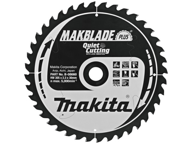 TCT MAKBlade Plus žagin list Makita, Dimenzije: 305x2,3x30mm, Zob: 40, B-32493