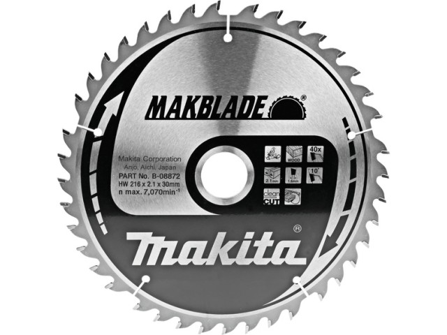 TCT MAKBlade žagin list Makita, Dimenzije: 216x2,1x30mm, Zob: 40, B-08872