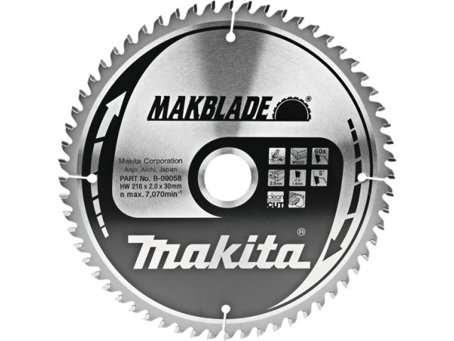 TCT MAKBlade žagin list Makita, Dimenzije: 216x2x30mm, Zob: 60, B-32839