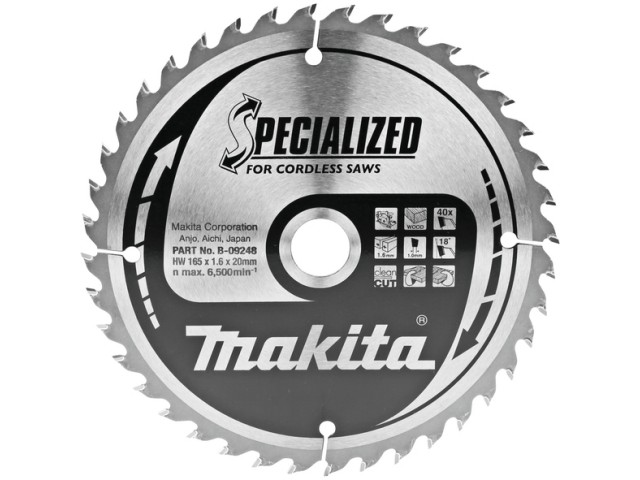 TCT Specialized žagin list Makita, Dimenzije: 165x1,6x20mm, Zob: 40, B-32960