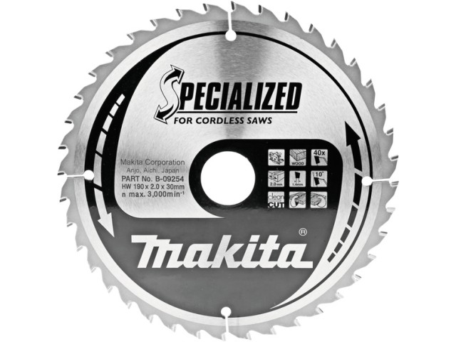 TCT Specialized žagin list Makita, Dimenzije: 190x2x30mm, Zob: 40, B-32976