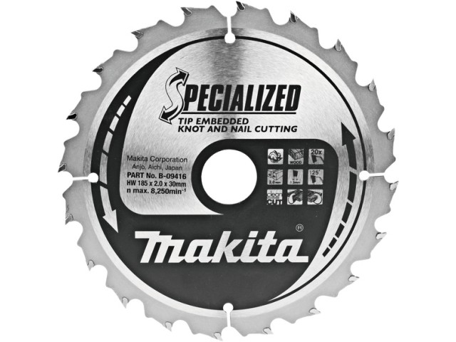 TCT Specialized žagin list Makita, Dimenzije: 185x2x30mm, Zob: 20, B-33102