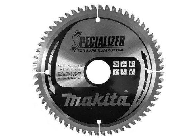 TCT žagin list Makita za aluminij, Dimenzije: 160x2,4x30mm, Zob: 60, B-09569