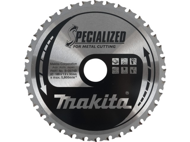 TCT Specialized žagin list Makita za kovino, Dimenzije: 185x30mm, Zob: 36, B-33417