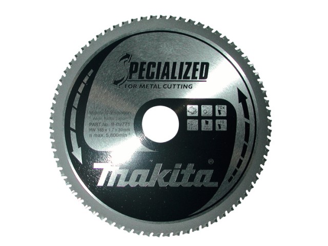 TCT Specialized žagin list za kovine Makita, Dimenzije: 185x1,7x30mm, Zob: 70, B-33445