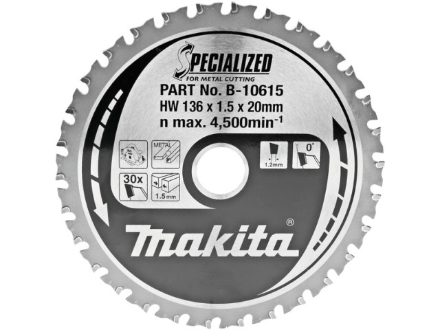 TCT Specialized žagin list Makita, Dimenzije: 136x1,5x20mm, Zob: 30, B-33526