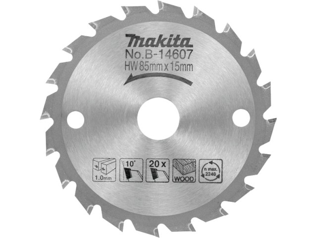 TCT žagin list za les Makita, Dimenzije: 85x15mm, Zob: 20, B-14607
