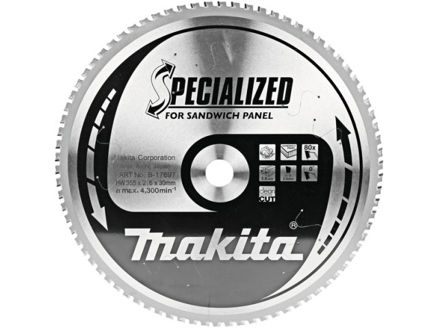 TCT Specialized žagin list za panele Makita, Dimenzije: 355x2,2x30mm, Zob: 80, B-33607