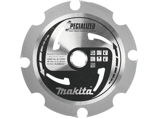 PCD žagin list Makita, za cementne plošče z vlakni, Dimenzije: 165x2,3x20, Zob: 4, B-33685