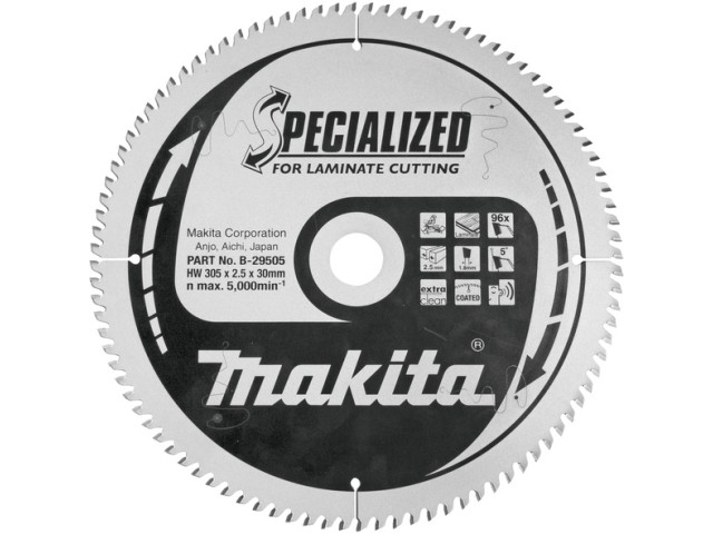 TCT žagin list Makita, za laminat, Dimenzije: 305x2,5x30mm, Zob: 96, B-29505
