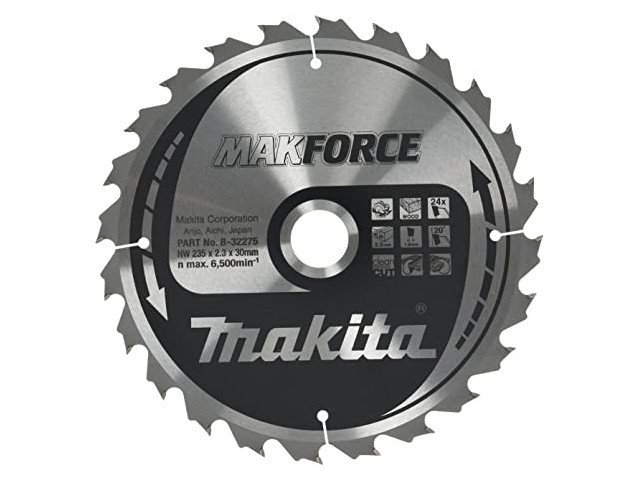 TCT MAKForce žagin list Makita, Dimenzije: 235x2,3x30mm, Zob: 24, B-32275
