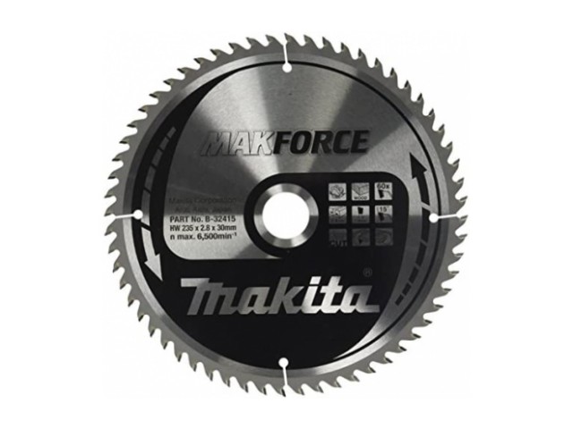 TCT MAKForce žagin list Makita, za les, Dimenzije: 235x2,8x30mm, Zob: 60, B-32415