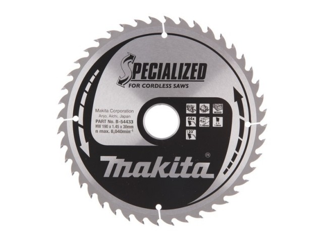 TCT žagin list Makita, za les, Dimenzije: 190x20mm, Zob: 44, B-54433