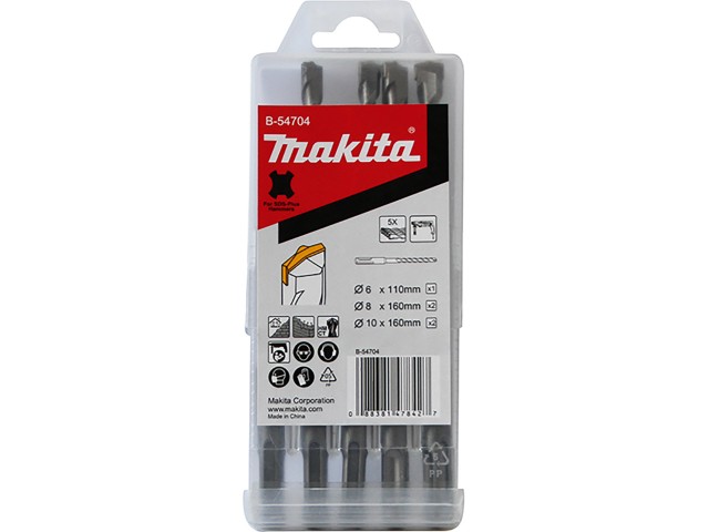 5-delni set TCT svedrov Makita SDS-Plus, 6x110mm, 2x(8,10) x160mm, B-54704