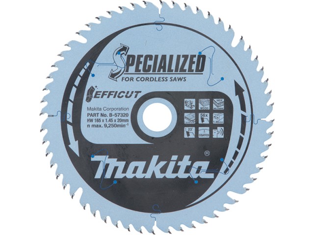 Žagin list Makita TCT Specialized, Efficut, Dimenzije: 165x20mm, Zob: 56, B-57320