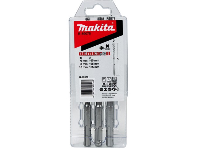 3-delni set svedrov Makita SDS-Plus Nemesis, Dimenzije: 6,8,10x160mm, B-59075