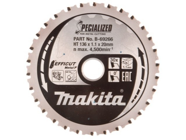 Žagin list Makita TCT  Efficut za kovino, Dimenzije: 136x20mm, Zob: 30, B-69266