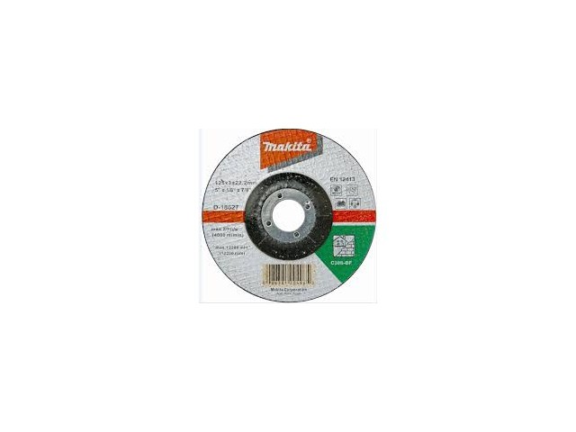 Vbočena brusilna plošča za opeko Makita, Dimenzije: 125x3x22,23mm, D-18627