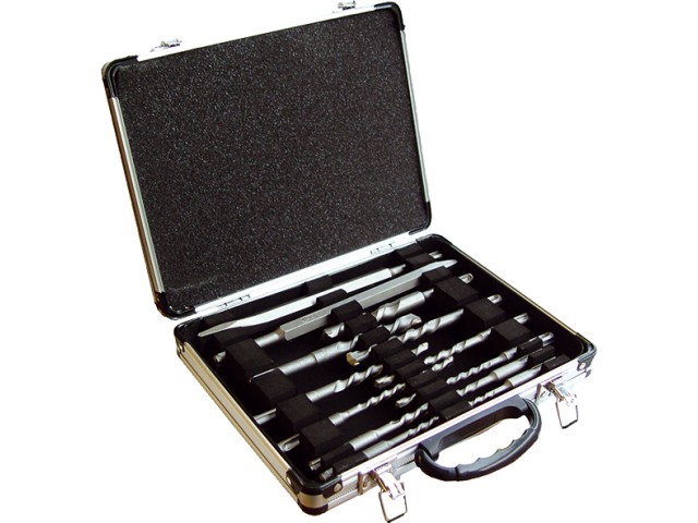 13-delni set svedrov in dlet Makita SDS-Plus v aluminijastem kovčku, Svedri: 5, 6, 7, 8x110 mm, 6, 7, 8, 10, 12, 14x160 mm, 16x210 mm, Dleta: Špica 250 mm, ploščato dleto 20x250 mm, D-20111