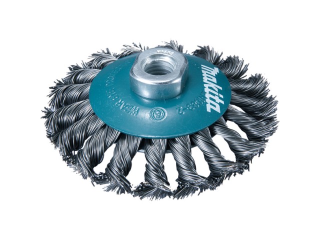 Stožčasta žična krtača Makita, pletena modra, 100mm, D-39861