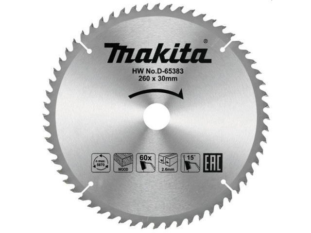 Žagin list TCT 260x30mm, 60z, D-65383