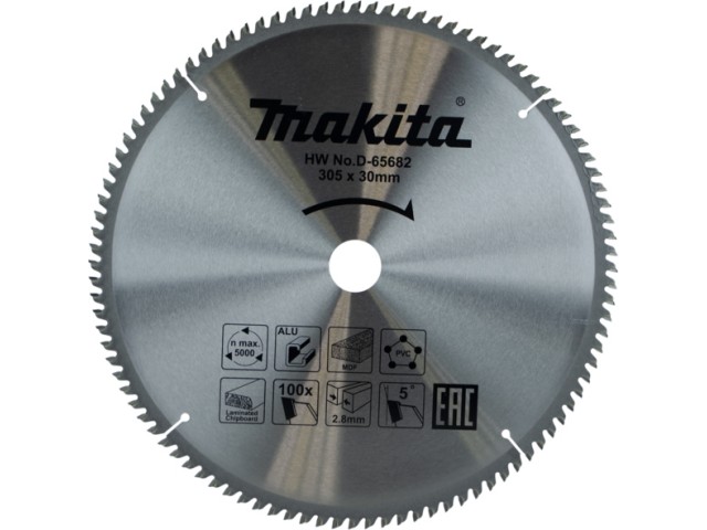 Žagin list Makita TCT, Dimenzije: 305x30x2.8mm, Zob: 100, D-65682