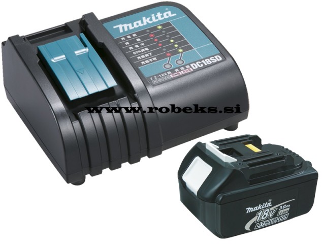 Akumulatorska verižna žaga Makita DUC122Z-APP1,18V, 1xBL1830B, 1xDC18SD, set