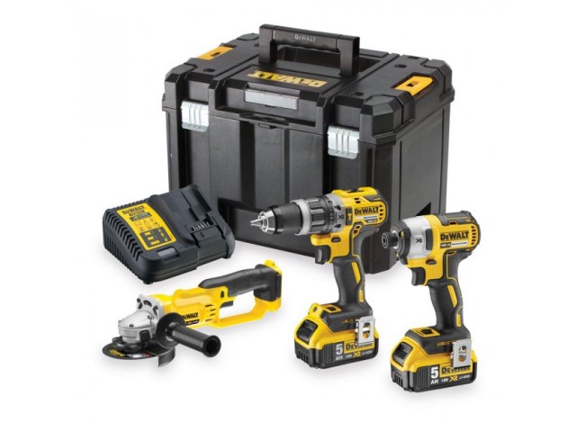 Kit aku udarni vrtalnik in vijačni kot. brus DCK383P2T DeWALT, 18V, 5.0Ah