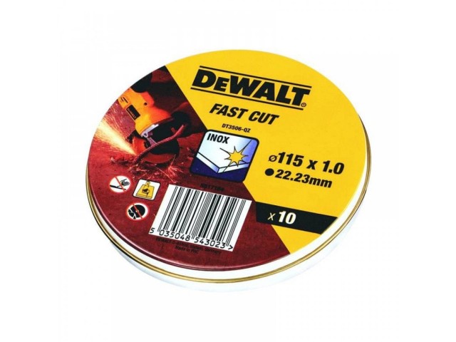 Rezalna plošča Dewalt, za inox, 115x22,23x1mm, Pakiranje: 10kos, DT3506
