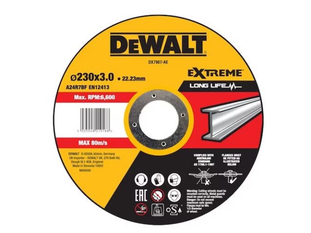 Rezalna plošča DeWalt, Dimenzije: 230x3x22,23mm, DX7987