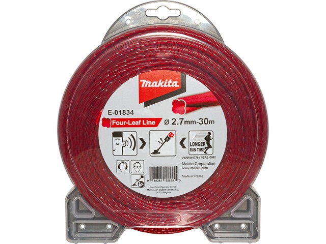 Štiridelna rdeča najlonska nitka Makita, 2.7mm, 30m, E-01834