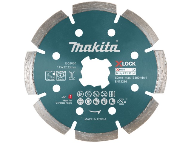 Dia rezalna plošča THIN X-LOCK Makita, 115 mm, segmentni rob, E-02060