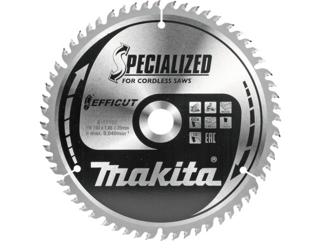 Efficut žagin list Makita, Dimenzije: 190x20mm, Zob: 60, E-11162
