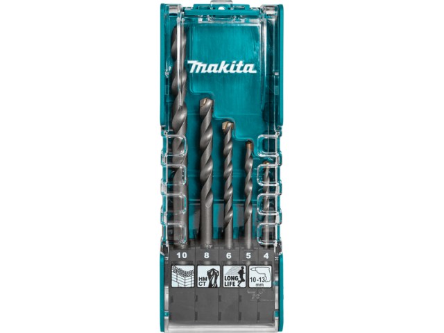 5-delni set svedrov za beton Makita, Dimenzije: 4, 5, 6, 8, 10, E-11536