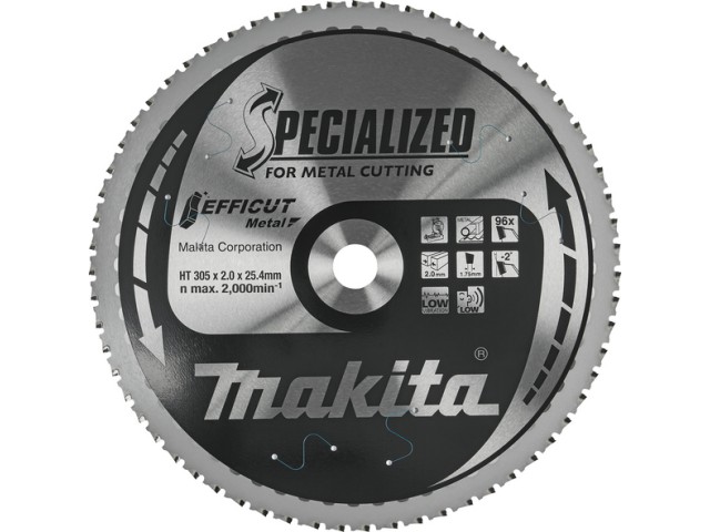 Efficut  žagin list Makita, Dimenzije: 305x2x25,4mm, Zob: 96, za kovino, Inox, E-19750