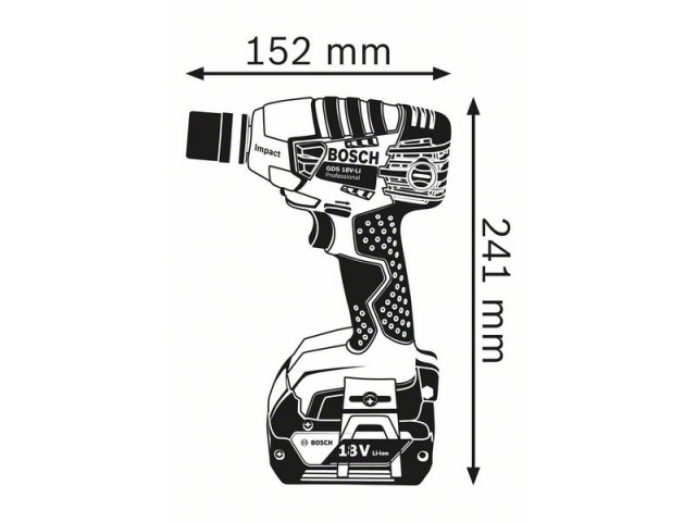 Akumulatorski udarni vijačnik Bosch GDS 18 V-LI v L-Boxx, 18V, 1/2