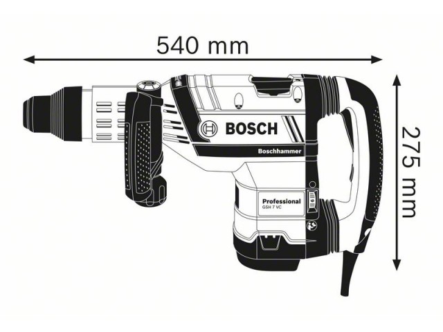 Pnevmatsko rušilno kladivo Bosch GSH 7 VC SDS-max v kovčku, 1.500W, 13J, 8.5kg