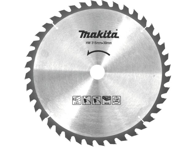 TCT žagin list Makita za les, za 2712, Dimenzije: 315x30x2,8mm, Zob: 40, JM27170001