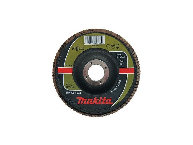 Lamelna brusilna plošča Makita za kamen-silicijev karbid, Dimenzije: 125x22,23mm, Zrnatost: 120, P-65361