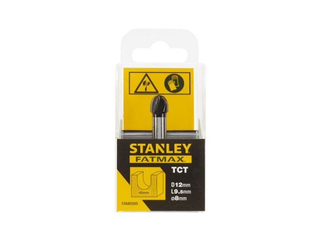 TCT zaobljeno rezkalo z ležajem, profilno​ Stanley, Vpetje: 8mm, Dimenzije: 12x9.5x6mm, STA80305