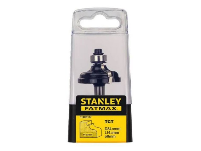 TCT zaobljeno rezkalo z ležajem, profilno​ Stanley, Vpetje: 8mm, Dimenzije: 34.9x14.3x4.8mm, STA80317